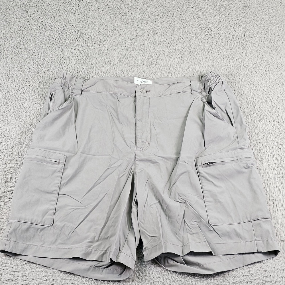 L.L.Bean Shorts Mens Large Gray Nylon Stretch Cargo Hiking Quick Dry Zip Pockets